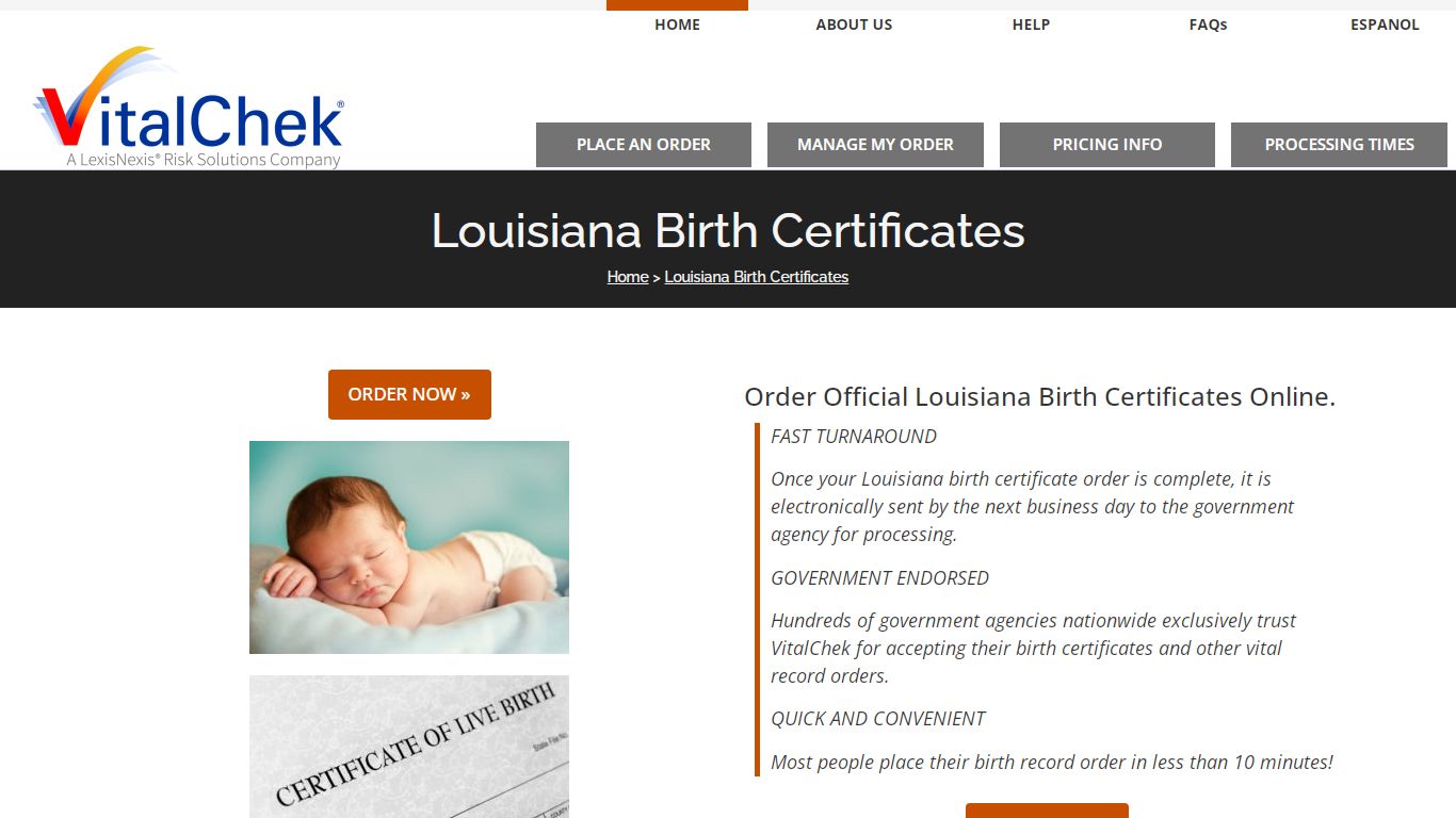 Louisiana (LA) Birth Certificates | Birth Records - VitalChek
